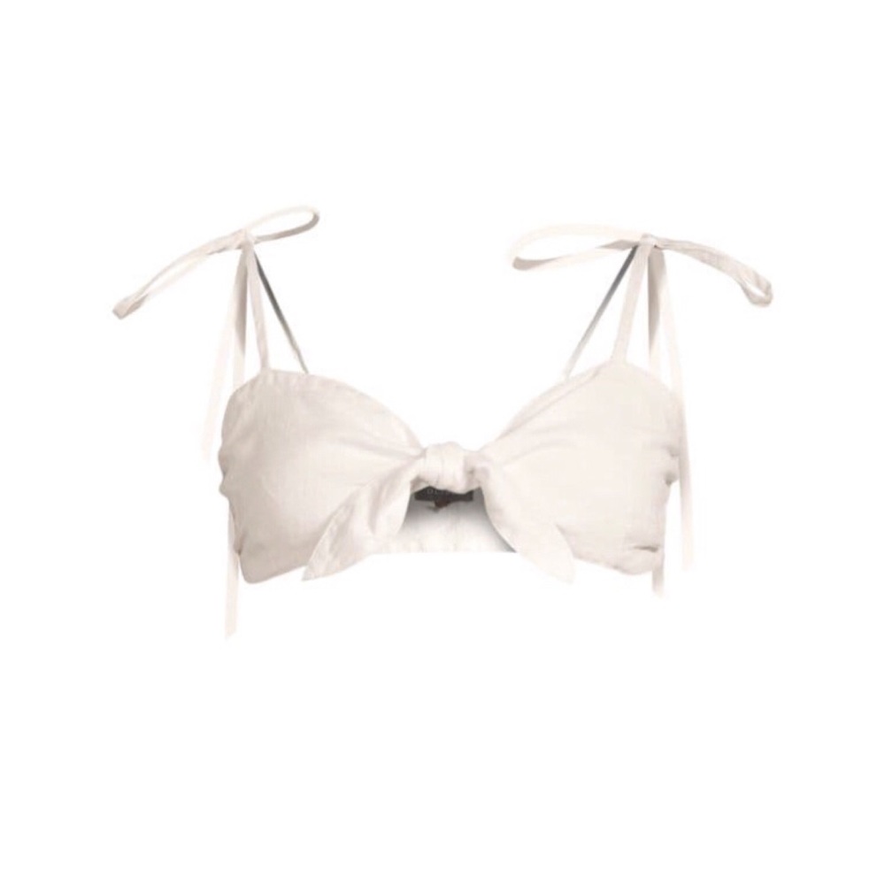 DL1961 Tie-Front Crop Top White L - Picture 3 of 6